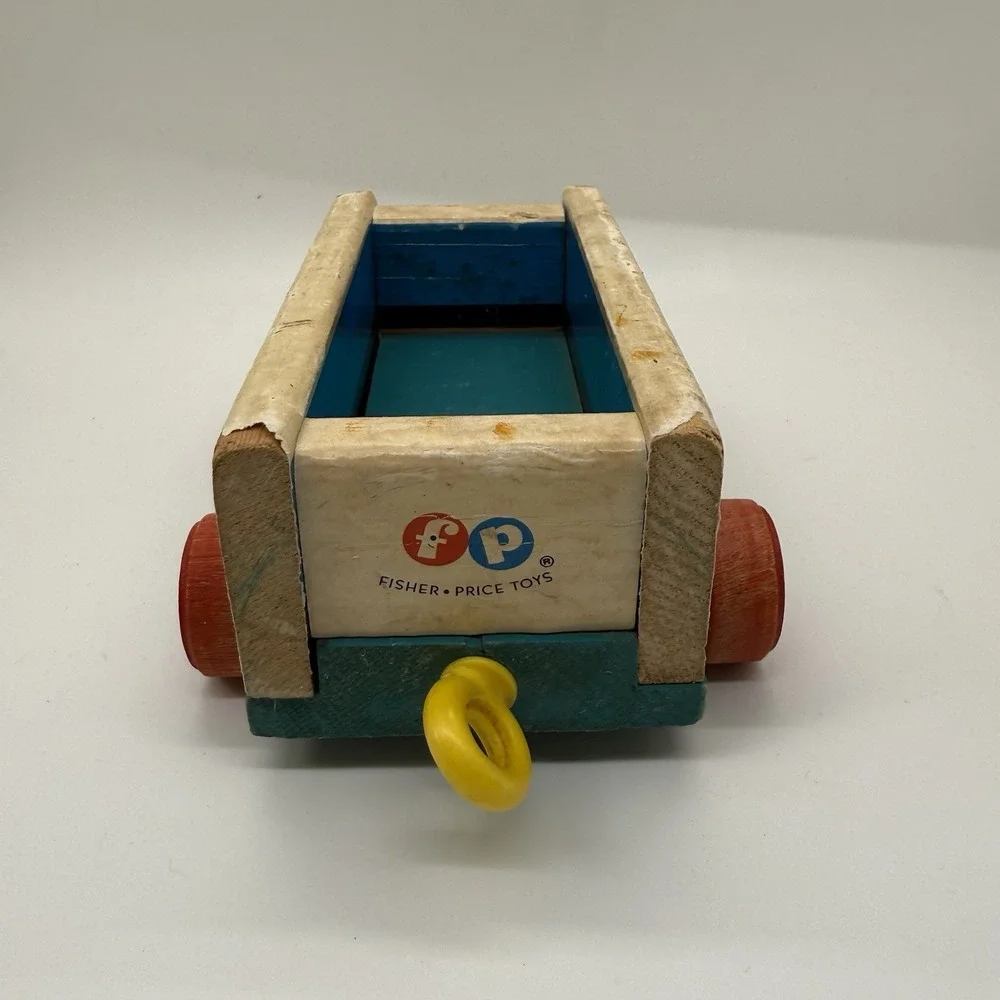 Vintage Fisher Price 1963 Huffy Puffy Wooden Train Railroad Circus Car Pull Toy